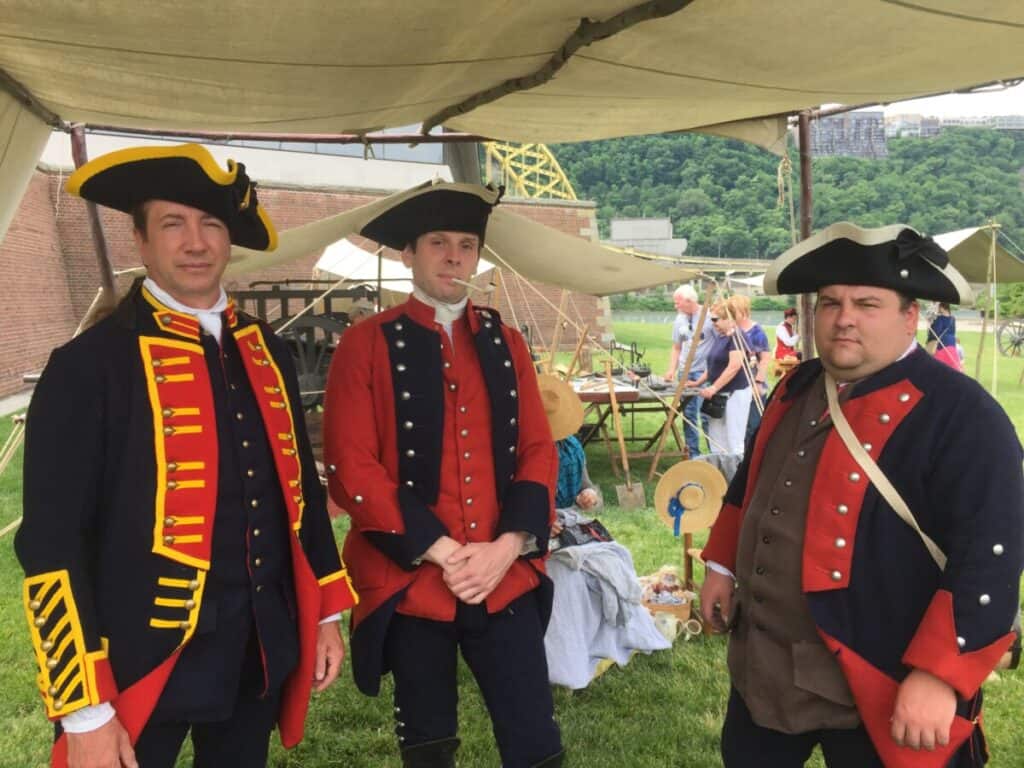 Image of Revolutionary War reenactors, Fort PItt, PIttsburgh, Pennsylvania.
